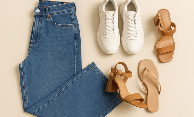 what shoes to wear with wide leg jeans